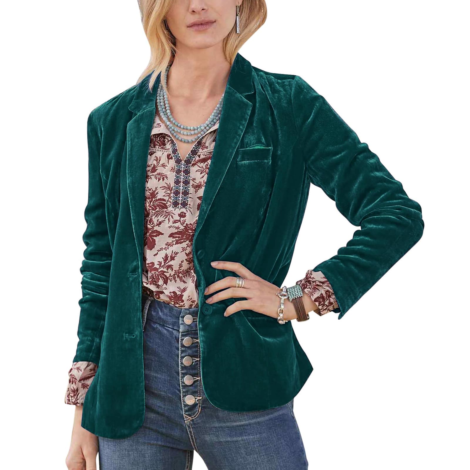 Velvet Blazer Womens Long Sleeve Business Casual Jacket Old Money Vintage Elegance Coat Fall Winter Office Wear