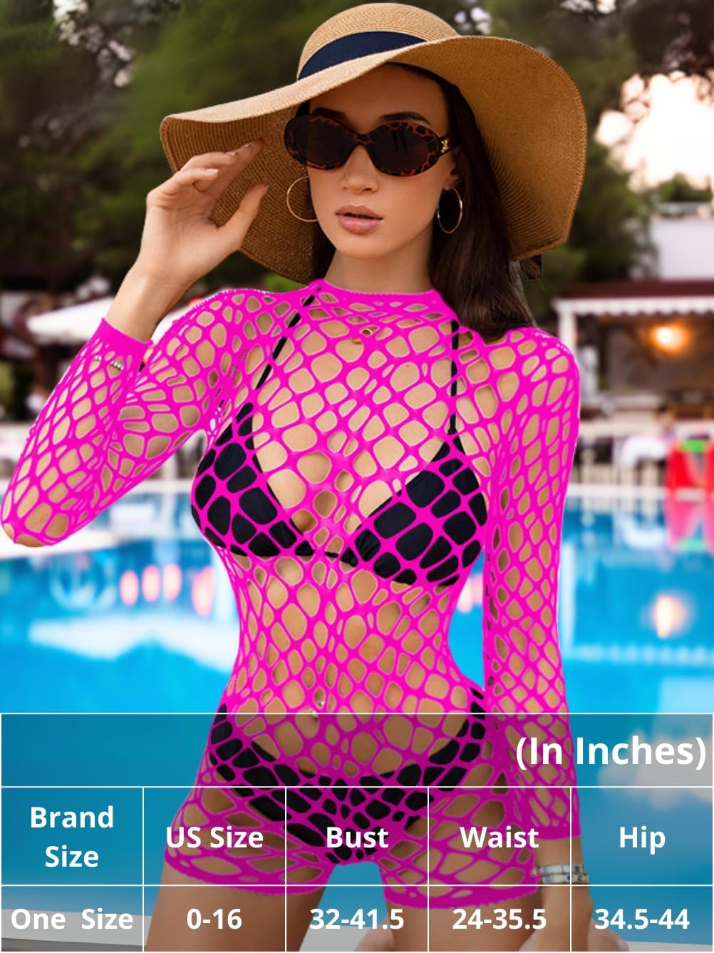Sexy Fishnet Swimsuit Coverup For Women, Hollow Out Backless Long Sleeve Romper Bathing Suit, One Piece Beach Outfits - Image 6
