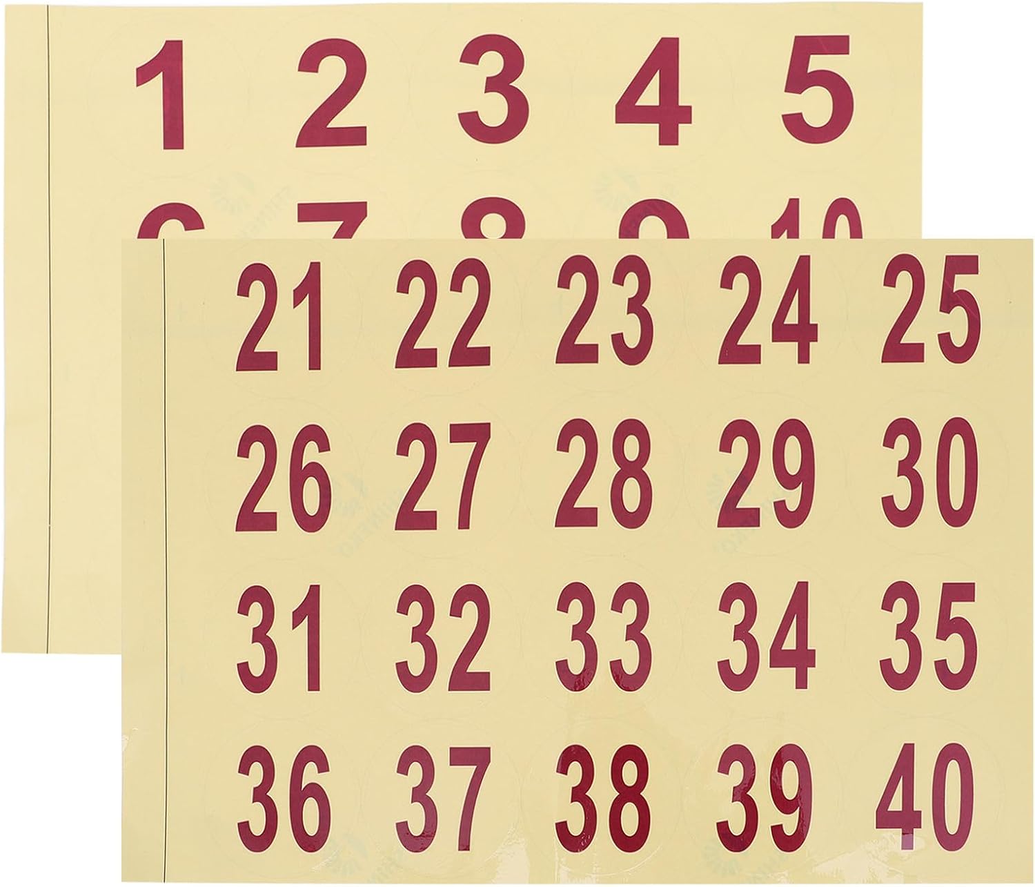 Waterproof Number Stickers 2 Sheets PVC Adhesive Red
