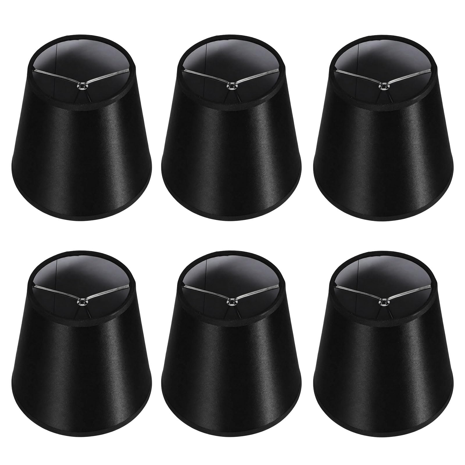 Sixfolo Set of 6 Small Lampshade Clip on Bulb Black,9X 14x 13cm