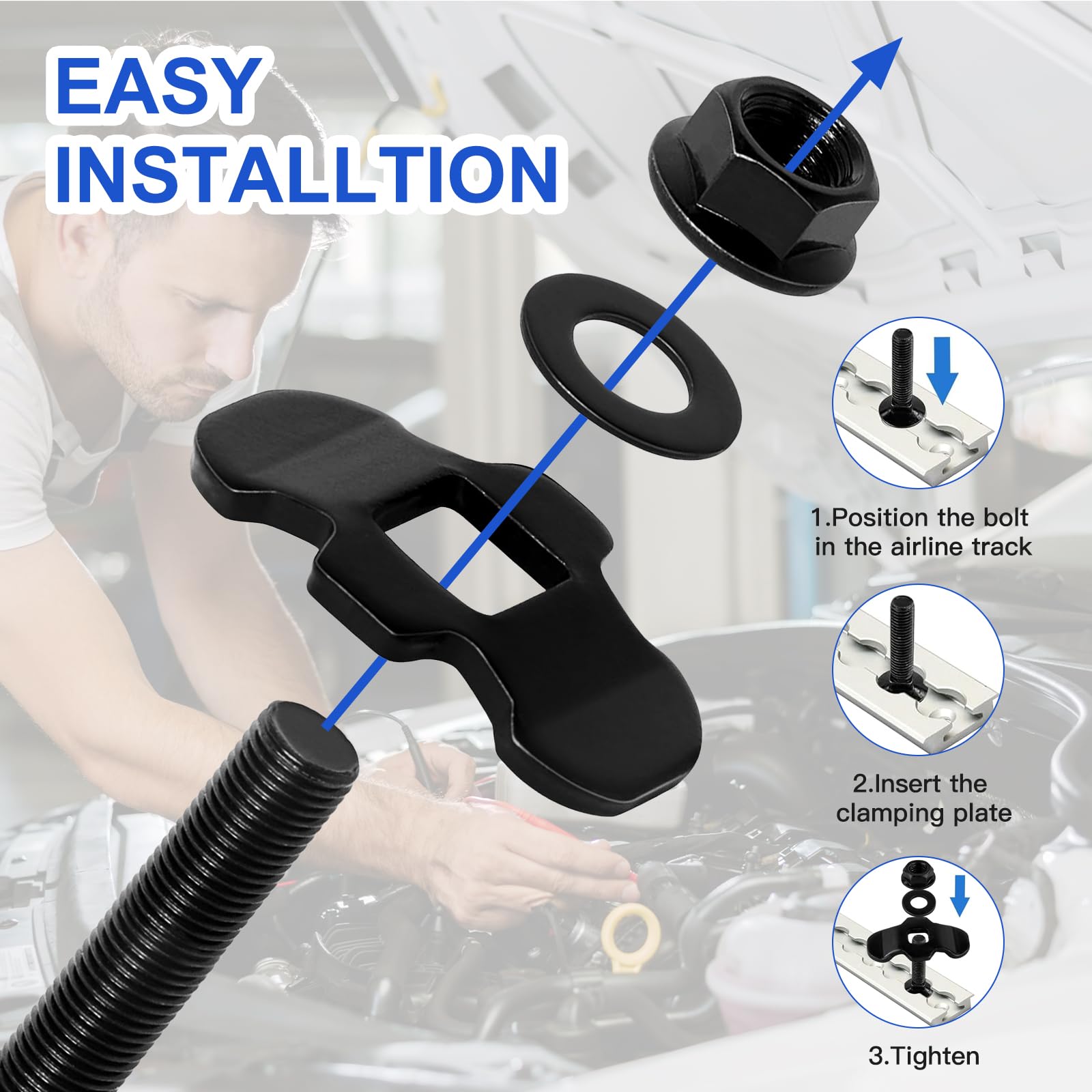 10 Stück Schraubfitting für Airlineschiene M8x60 Airline Fitting für Zurrschienen, Schraubfitting Set Single Endbeschlag zur Ladungsicherung für Wohnwagen,Transporter und Anhänger