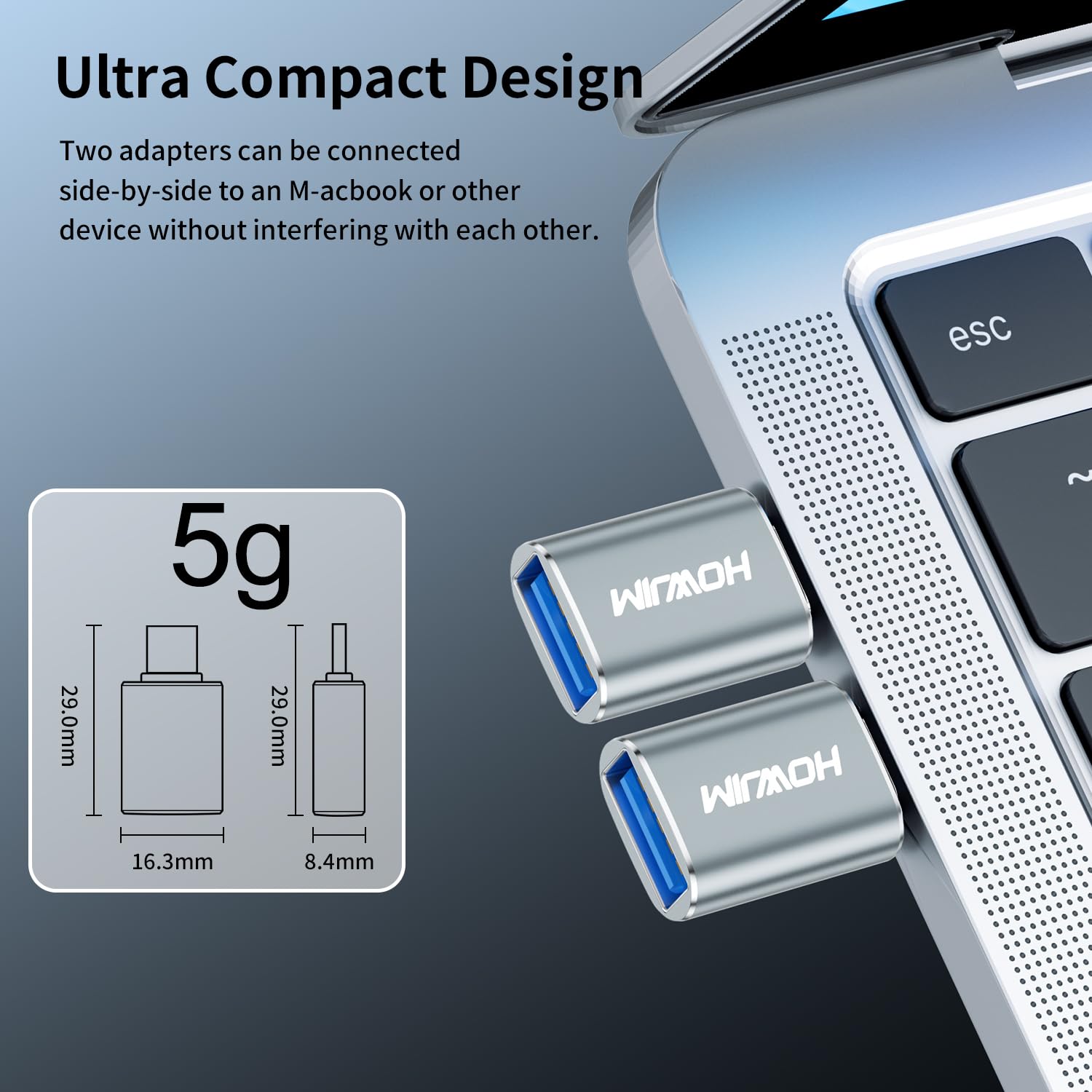 Adaptador USB C a USB, 4 unidades, adaptador OTG tipo C macho a USB 3.2 hembra, carga rápida de 100 W, transferencia de datos de 10 Gbps para M-acBook Pro/Air, i-Phone 15 16, i-Pad, G-alaxy, X-peria