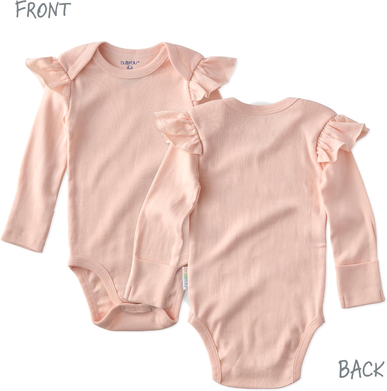 Ashley 10-Pack Long Sleeve Ruffle Shoulder Bodysuits 100% Organic for Baby Girls - Image 3