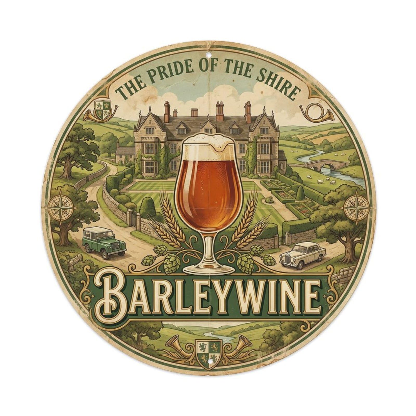 Vintage Barleywine Ale Strong Cellar Brew Foam Mug Metal Tin Sign