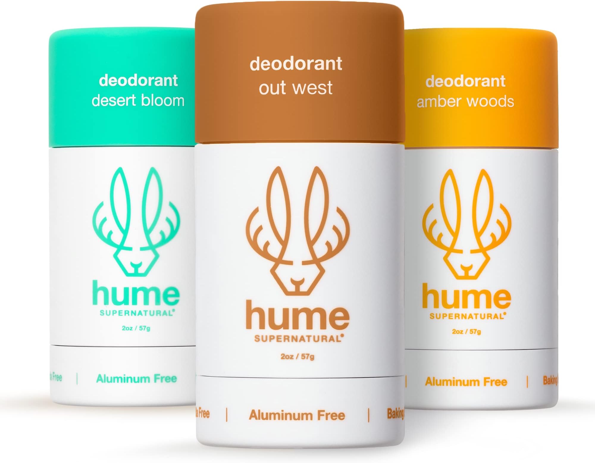 Hume Supernatural Aluminum Free Deodorant for Women & Men, Natural Ingredients, Probiotic, Plant Based, Baking Soda Free, Aloe, & Cactus Flower, Anti Sweat, Stain & Odor – Variety 3 Pack