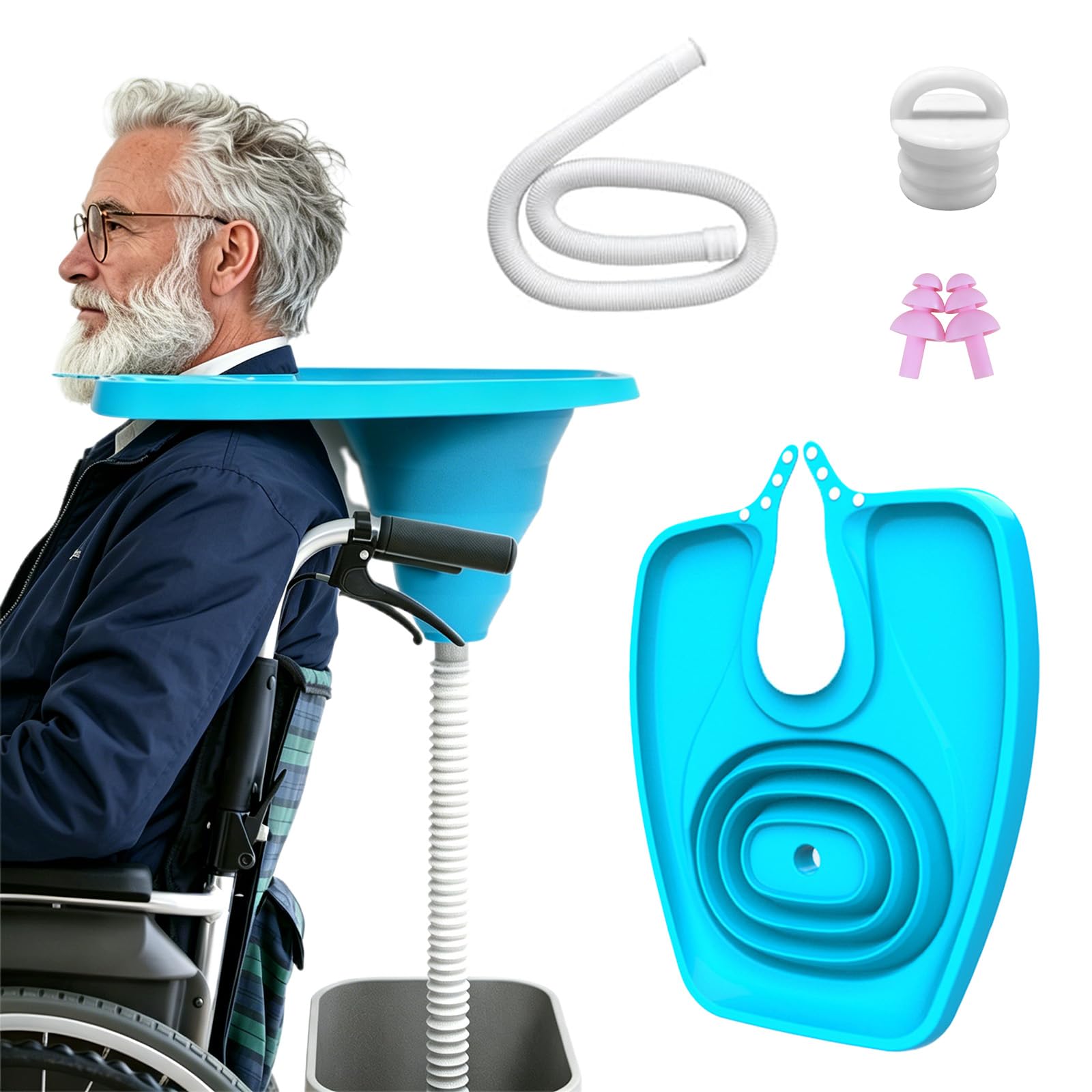 MeYuxg Lavabo de pelo para postrado en cama, lavabo móvil plegable, lavado de pelo portátil en la cama con drenaje, lavabo para postrado en cama, salón, niños, ancianos, embarazadas