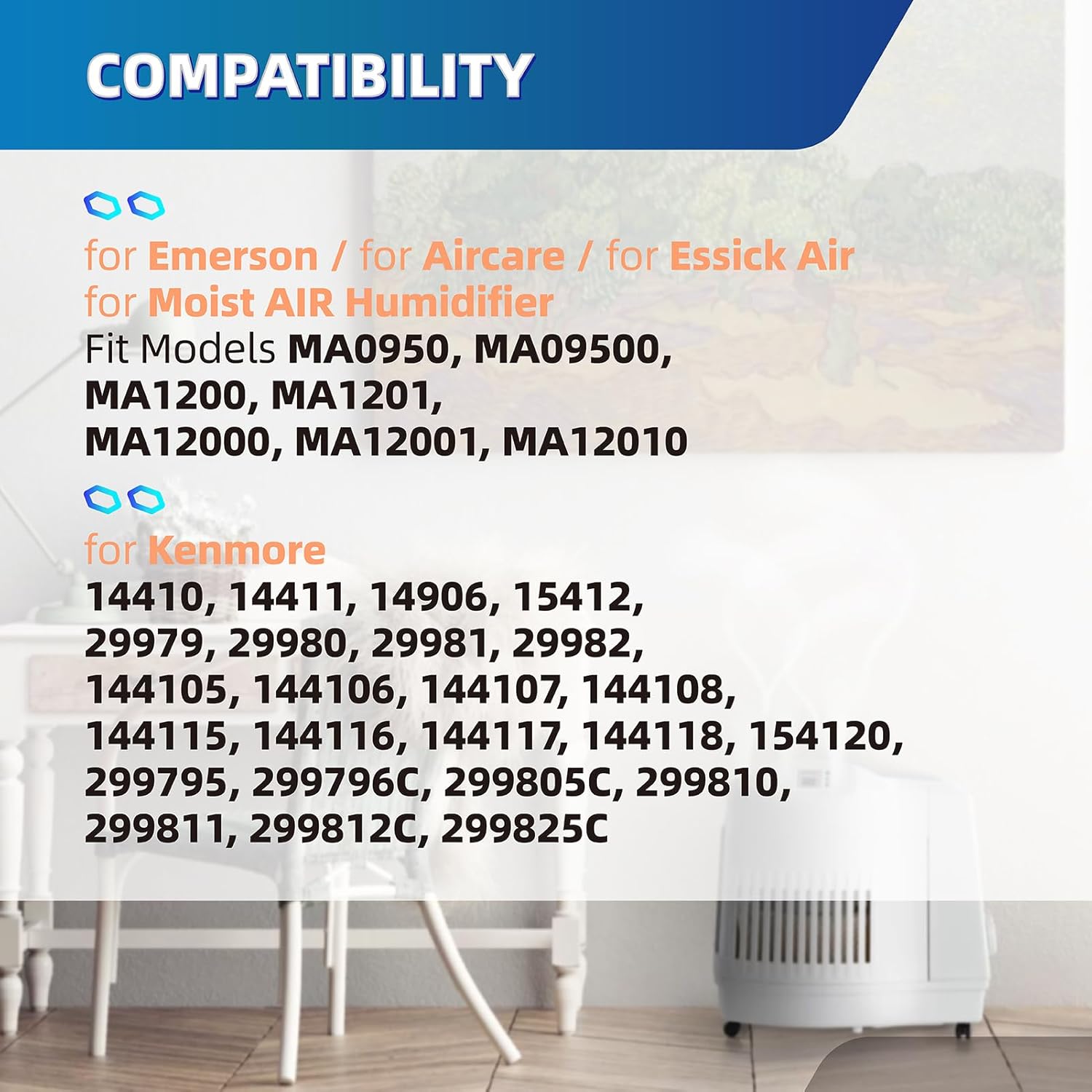 MAF1 Wick humidifier filter Replacement for Essick Air MAF-1 MA0950 Aircare MA1201 MA1200 MA09500 MA12000 MA12001 MA12010 Fits Kenmore 14906 14410 15412 299981 Cool Mist Humidifier Filters - 2 Pack