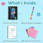 FUNNYB&G Foil Art Kit - Foil Crafts for Kids 4-8, 4-9 Year Old Girl Gifts, Kids No Mess Art and Craft, Girls Gifts 8-12, Travel Toys, Fun DIY Kid, Birthday Activity Book