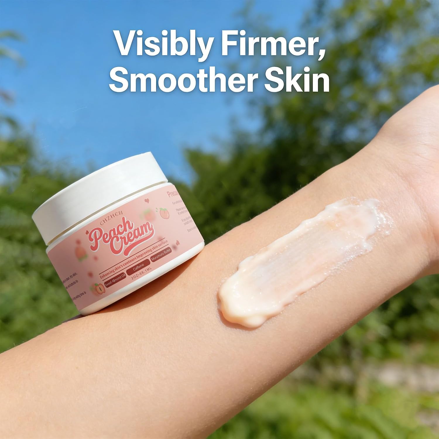 Peach Body Cream - Toning & Hydrating Body Cream for Thighs, Arms, Stomach, Buttocks - Lightweight, Fast-Absorbing Formula with Cupuacu Butter & Hyaluronic Acid - 2 oz (1)