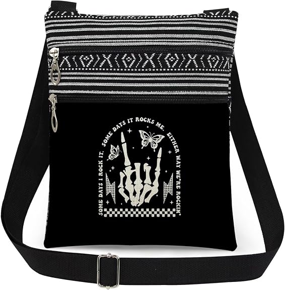 Skeleton Rock Hand Print Woman Crossbody Bag