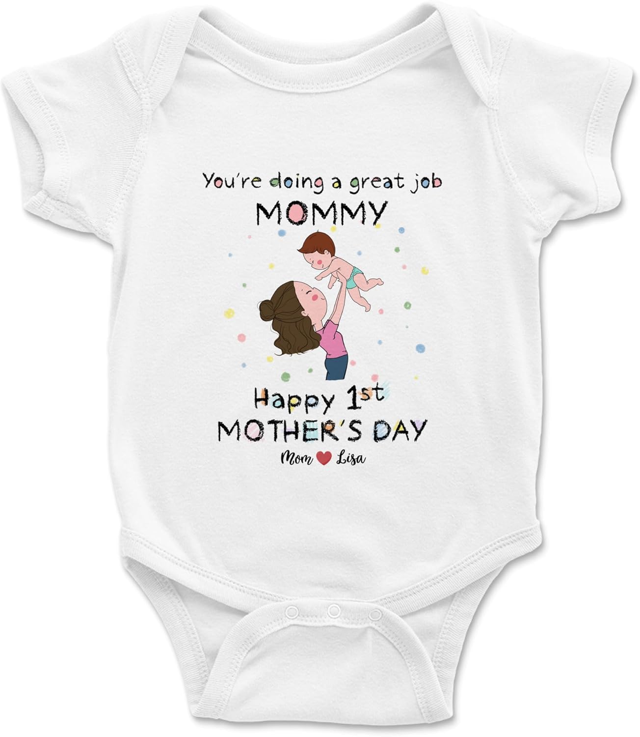 Gossby Custom First Mothers Day Baby Onesie - Baby Must Have Gift New Mom, 1st Time Mom, Daughter - You're Doing Great Job