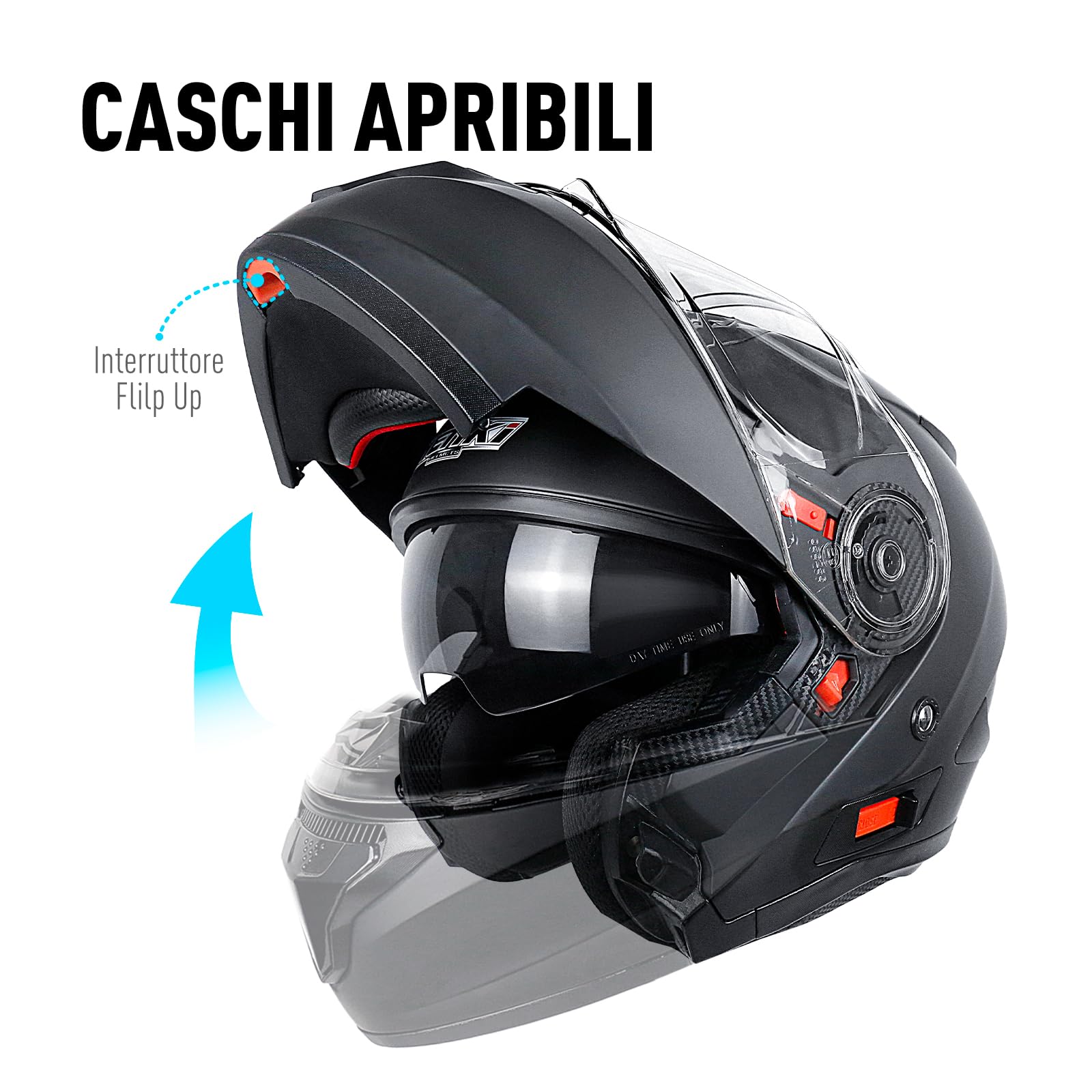 NENKI Casco Integrale Casco Modulare Flip-up, Casco Moto Modulare con Doppia Visiera Parasole Omologato ECE 22.06 per Uomo & Donna