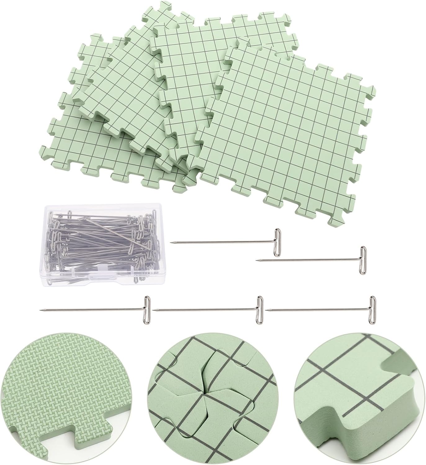 OHPHCALL Multi-use Foam Blocking Board for Knitting and Crocheting Portable Removable Mat with Fixing Pins for DIY Craft Projects