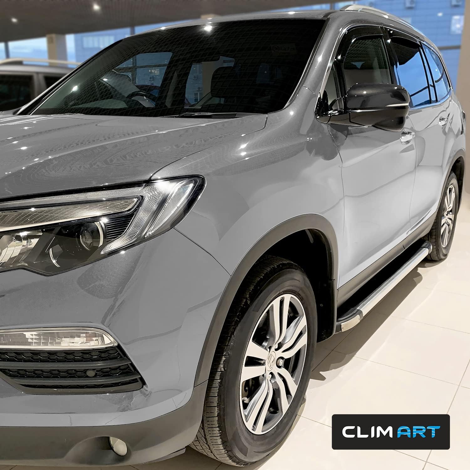 CLIM ART in-Channel Incredibly Durable Rain Guards for Pilot 2016-2022, Original Window Deflectors,Vent Deflector,Vent Window Visors,Dark Smoke Car Accessories,4pcs - 616276