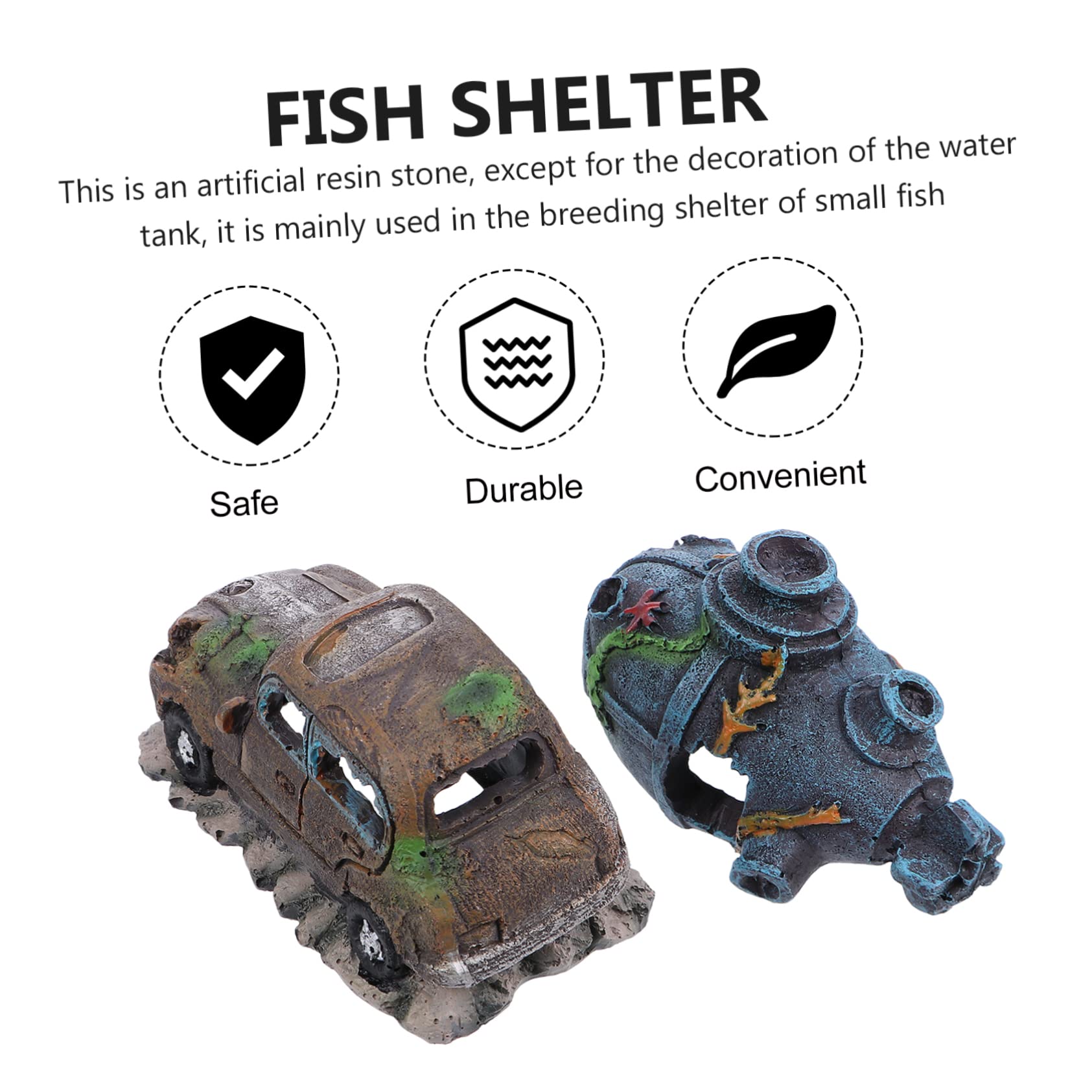 Toddmomy 4piezas Decoración Acuario Adornos De Resina para Peceras Simulación De Submarino y Coche Antiguo Accesorios para Acuarios De Agua Dulce y Salada