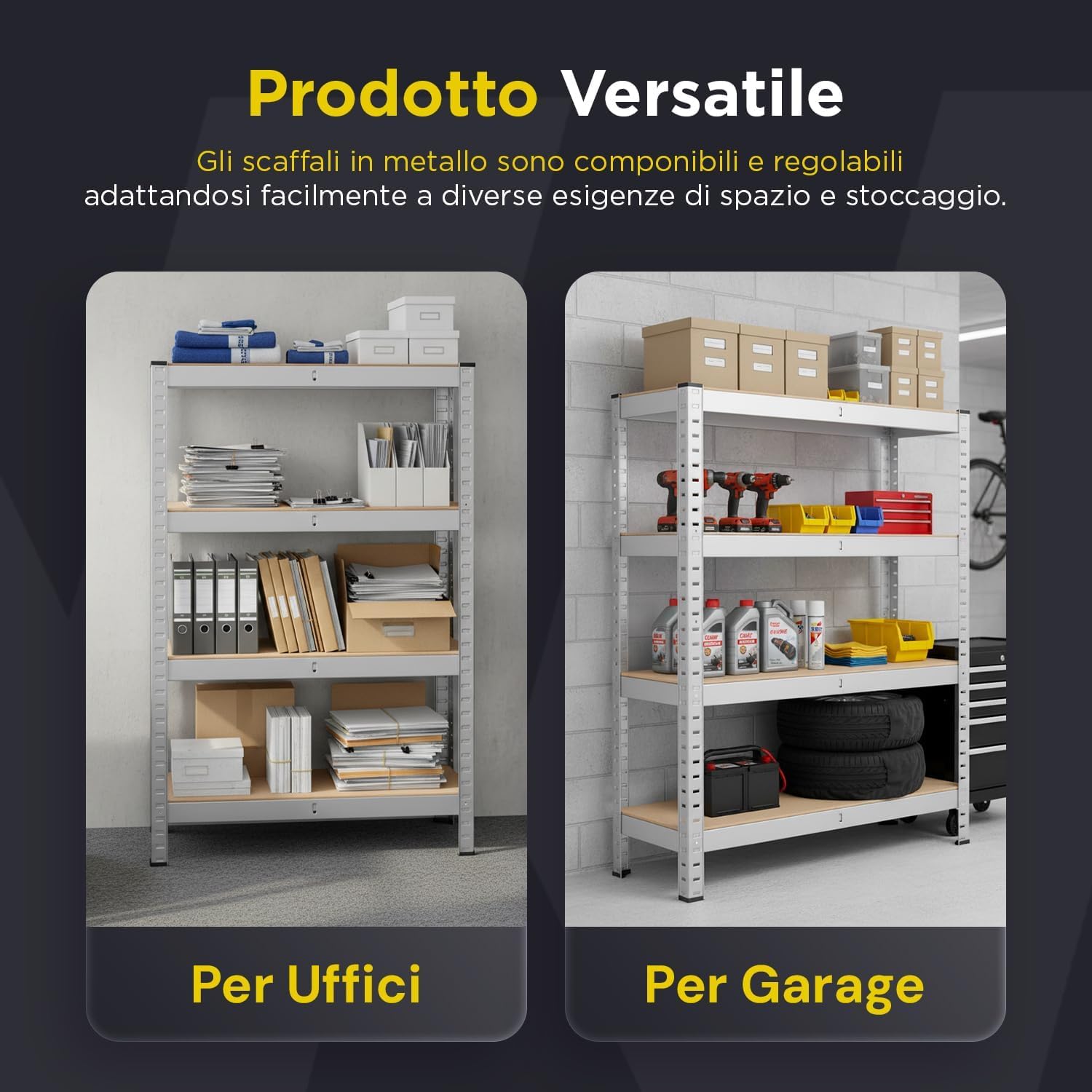 Avilia - Metal Shelving Unit with 4 Adjustable Shelves Made of MDF 150 x 75 x 30 cm for Garage and Home, Mounting without Screws, Sturdy Structure, Space Saving