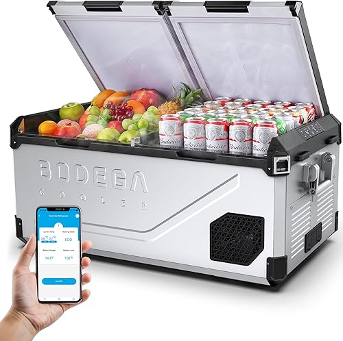 BODEGA COOLER Refrigerador de coche de 12 voltios, 79 cuartos (75L) congelador portátil para automóvil, nevera de doble zona con control de