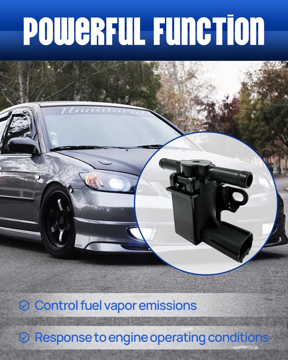 911-452 136200-2262 Vapor Canister Purge Valve Solenoid 36162-PLC-003 Fit for Honda 2001-2005 Civic 1.7L L4 2/4-Door