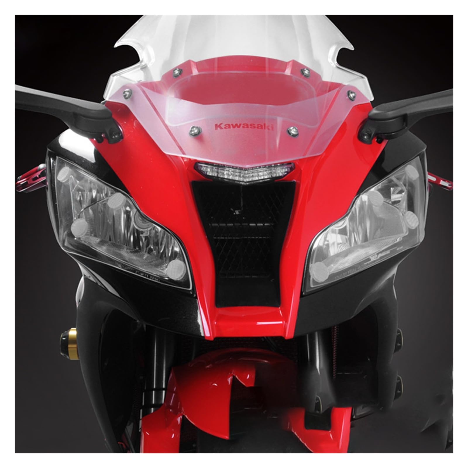 osłona reflektora motocykl Dla Kawasaki Ninja ZX-10R 2011-2015 Osłona Reflektora Motocykla, Folia Ochronna Zmieniająca Kolor, Soczewka Reflektora metalowy retro grill(Green)