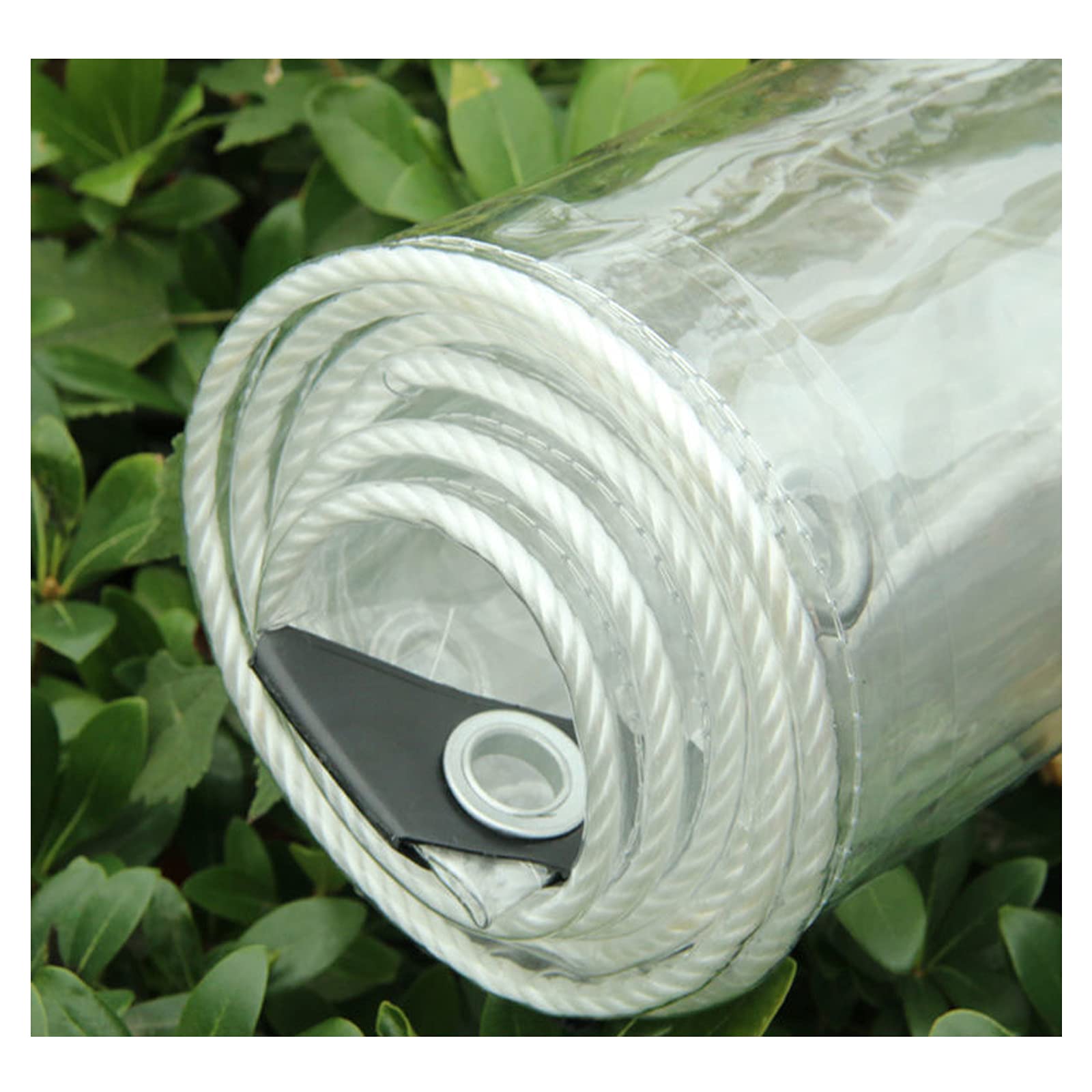 Lona transparente resistente al agua para protección solar y lluvia, 0,35 mm de grosor, 1 x 4 m, reforzada con ojales para un cierre seguro