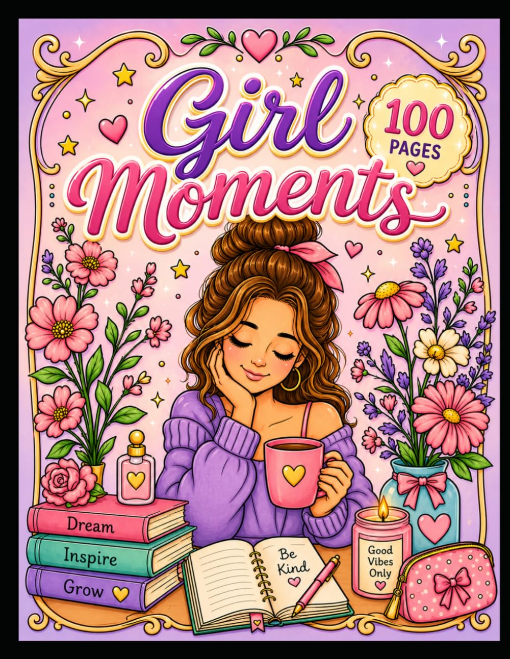 Girl Moments: 100 Adorable Coloring Pages Filled with Cozy Girl Life, Self-Care and Positive Vibes