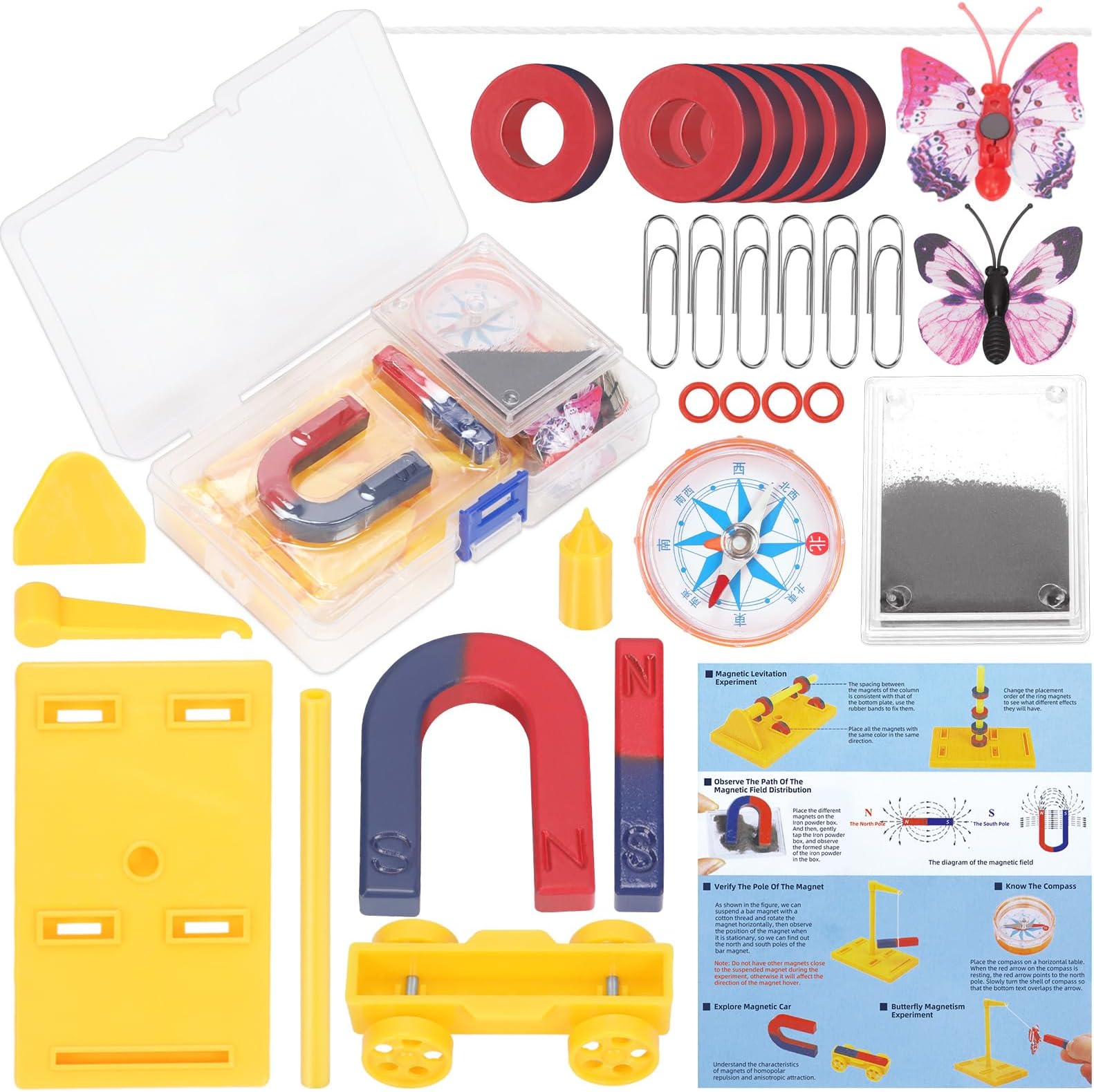 30Pcs Science Magnet Kit Physics Electromagnet Experiment Set Labs Science Magnet Set Physics Science Magnet Kit Science Experiment Tools for Physics and Lab