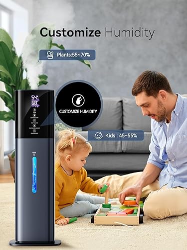Miniatura 5 de Humidificadores para dormitorio, humidificadores silenciosos de 2.11 galones y 8 litros para habitación grande con temporizador, boquilla de 360,