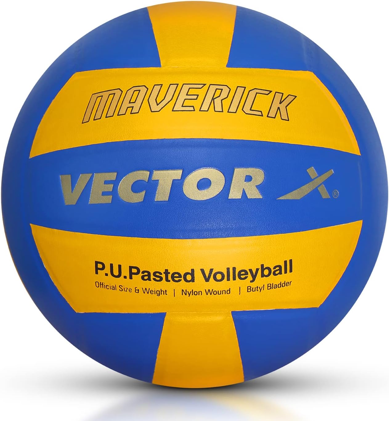 Vector X Ace Soft Touch 18 Panel PU Pasted Texture Surface Volleyball |Durable, Anti-Slip, Water Resistant Ball for Court, Adult, Men & Boys (Yellow - Blue) Pack of 1 Size 4