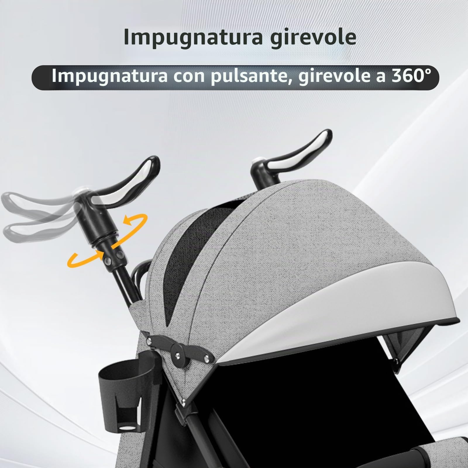 Ingenious - Passeggino a canna compatto, con posizione allungata, dalla nascita ai 4 anni (fino a 25 kg), seduto o sdraiato, maniglia regolabile, carrozzina a 4 ruote con tappetino in cotone +