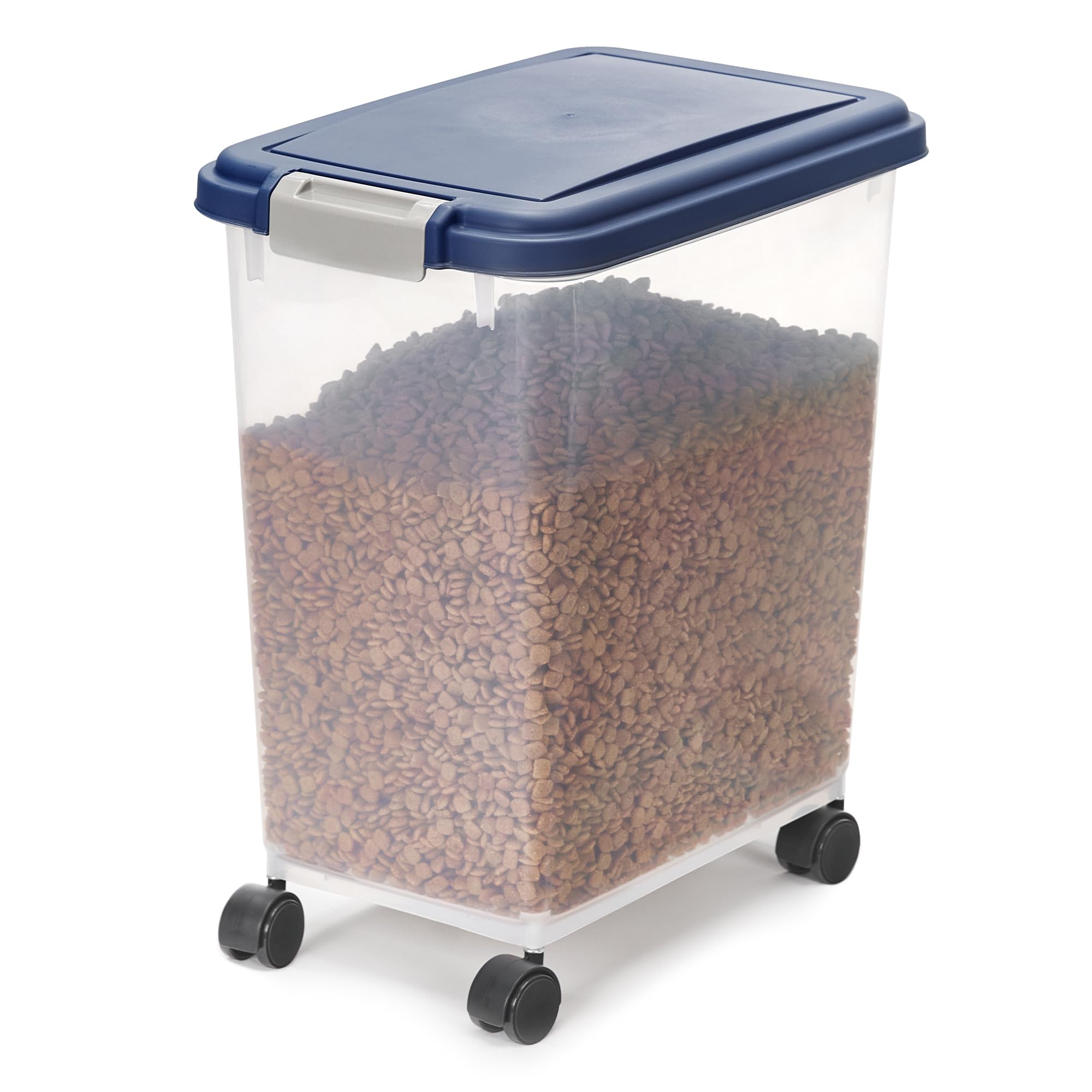 Iris Ohyama Hundefutter Aufbewahrung mit Rollen, 30L/11kg, Graublau, Luftdichte Futterbox, Trockenfutter, Futterbehälter, Für Hunde, Katzen, Tierfutterbehälter, BPA-frei, Futtertonne, MP-8