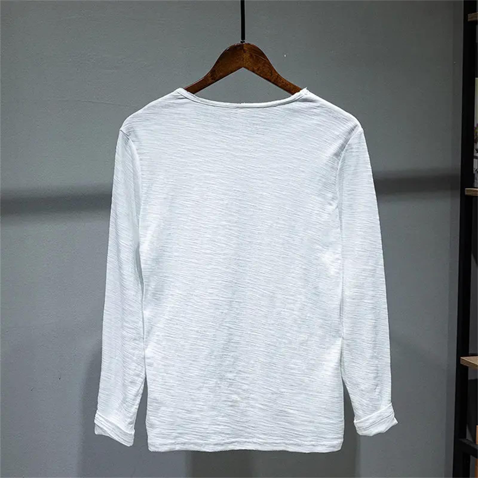 Camisetas de primavera para mujer, cuello redondo, manga larga, color liso, sencillas, holgadas, casuales