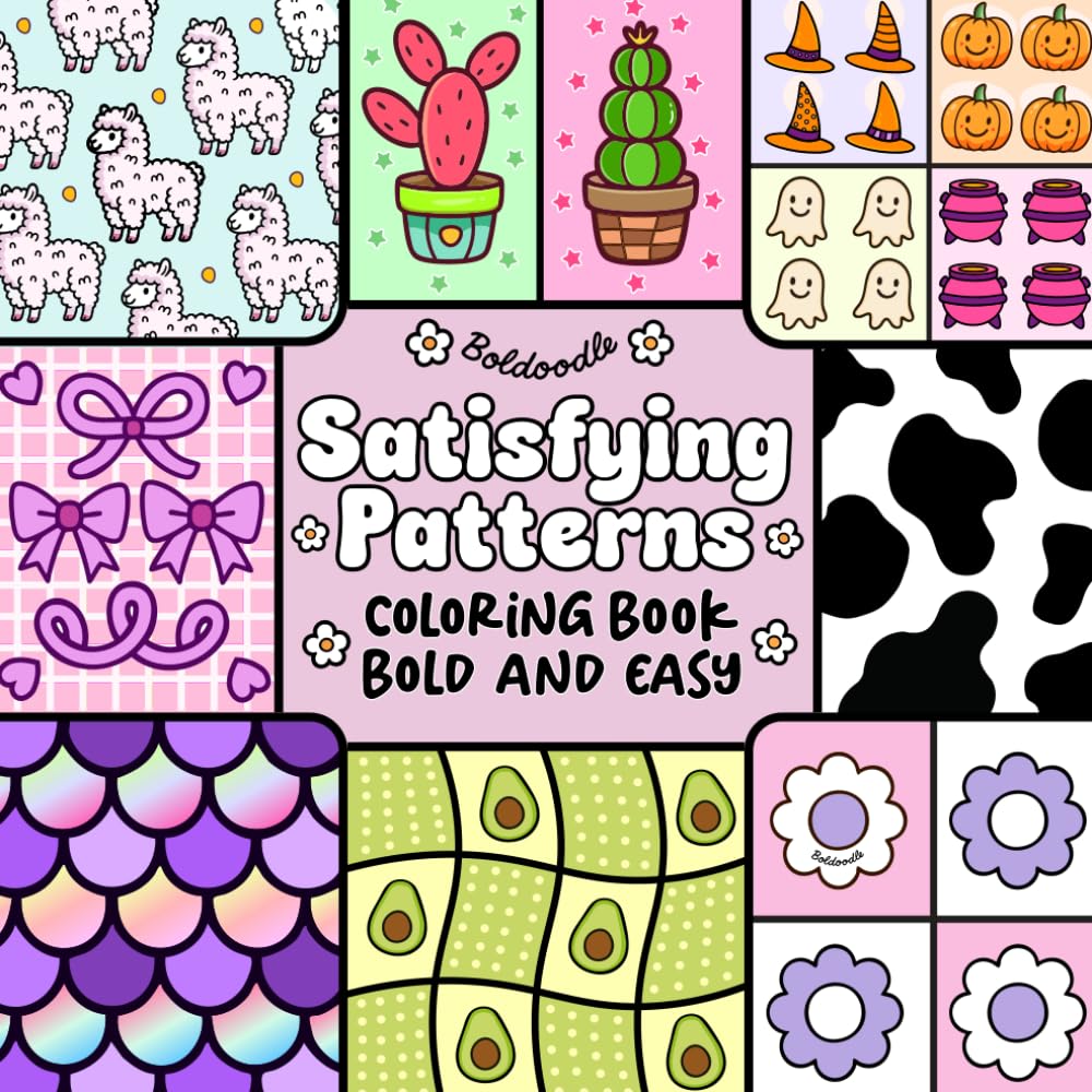 Satisfying Patterns Coloring Book: Bold and Easy Pattern Designs for Relaxation | Perfect for Alcohol Markers | 50 Large-Print Pages for Adults and Teens | Simple Patterns and Mandalas