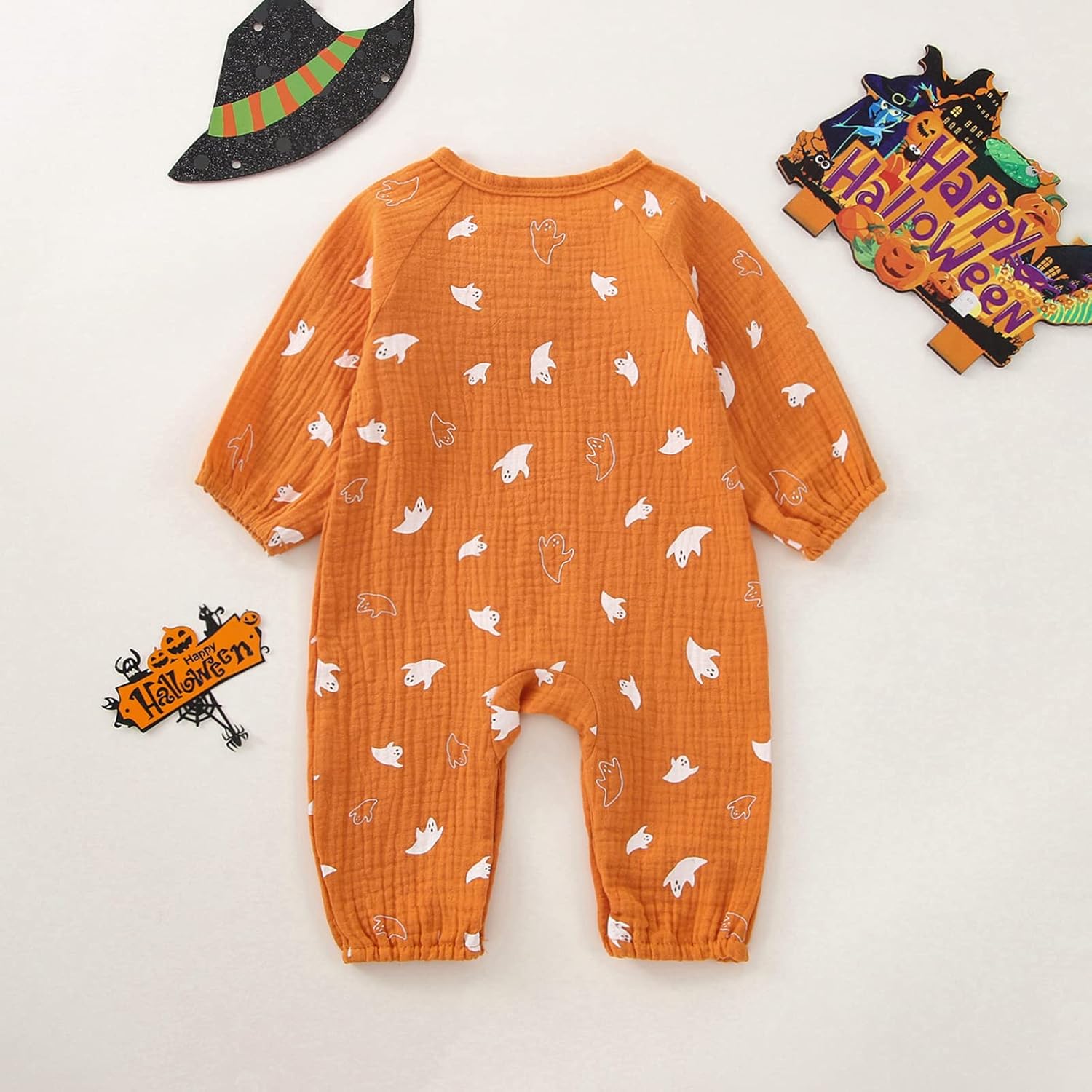 Newborn Baby Girl Boy Zipper Footed Romper Onesie Ribbed Ruffle One Piece Footie Jumpsuit Fall Clothes Outfit - Image 3