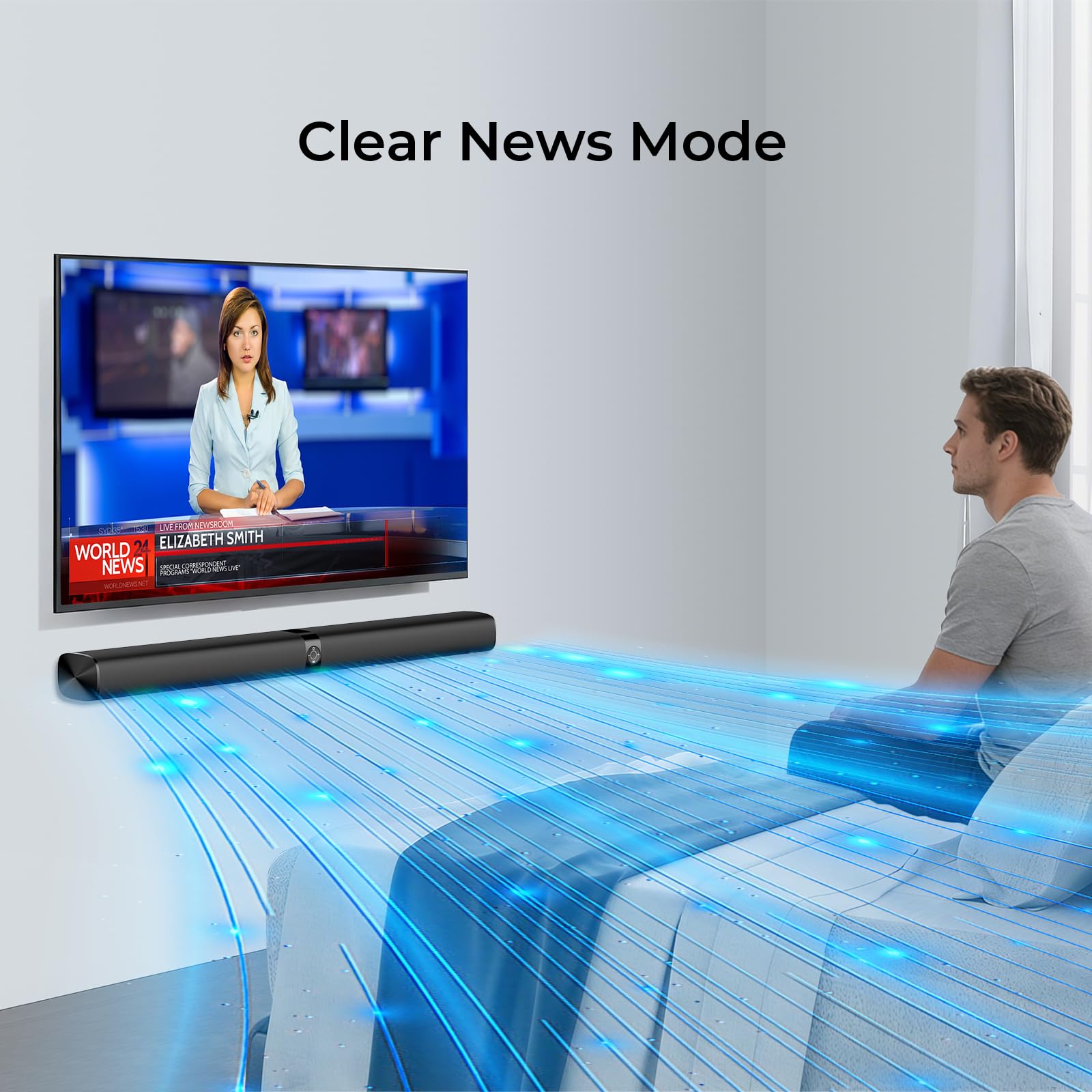 GarageRock Soundbar für TV Geräte, Teilbare 2-in-1 TV Soundbr mit Automatischer Lautstärkeanpassung,Soundbar for TV/PC/Beamer