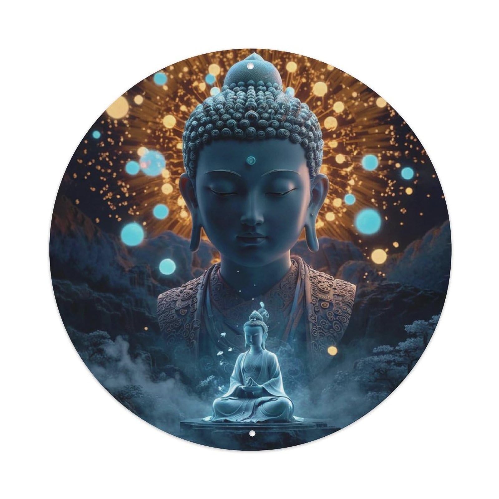 Buddha Meditation Buddhist Zen Vintage Illustration Metal Tin Sign