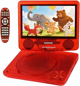 Magnavox 7 Inch Portable DVD Player with Swivel Screen, USB & SD Playback, Rechargeable Battery, AV Out, Remote, Car Charger