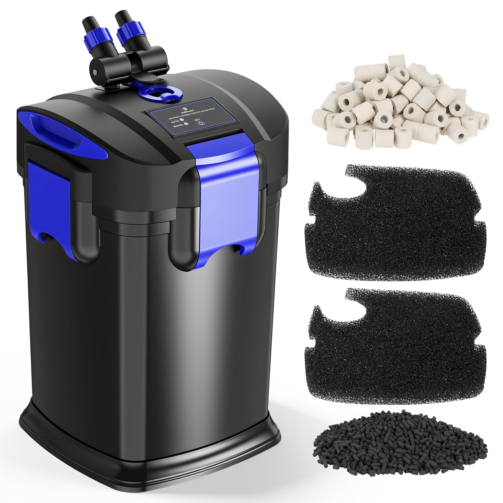 fishkeeper Filtri Canister, 581GPH Filtro Autoadescante Esterno Acquario | Filtrazione a 4 stadi da 45 W e filtro ultra silenzioso da 2200 l/h, fino a 110 galloni per serbatoi di acqua dolce e salata
