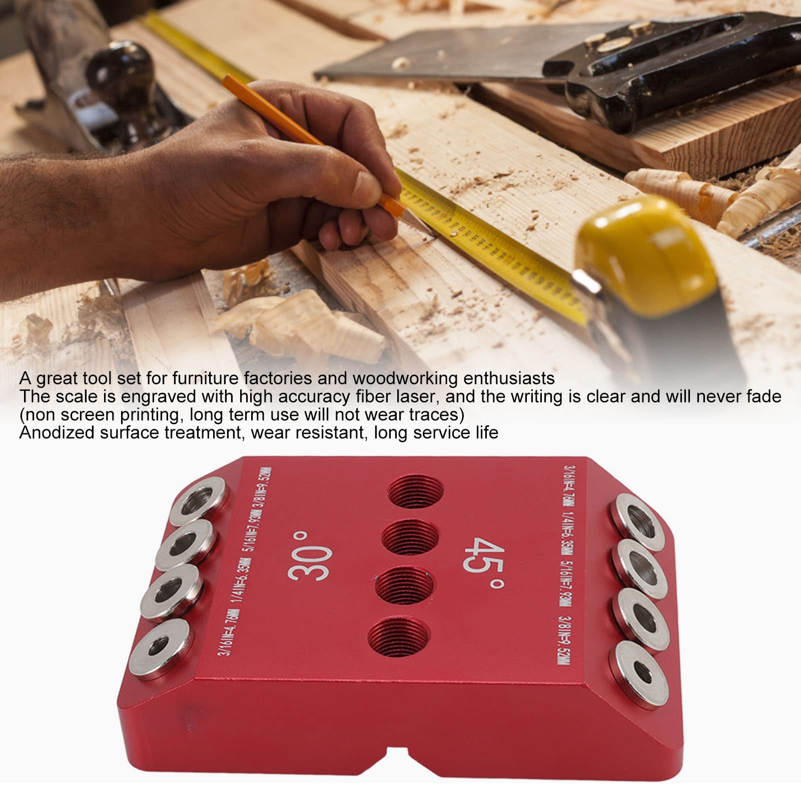 Plantilla Taladro Angulo 30 45 90 Grados Grosor Variable Ajuste Preciso Montaje Barandillas Facil Uso Diseño Ergonomico Ideal para DIY Profesional Amateur