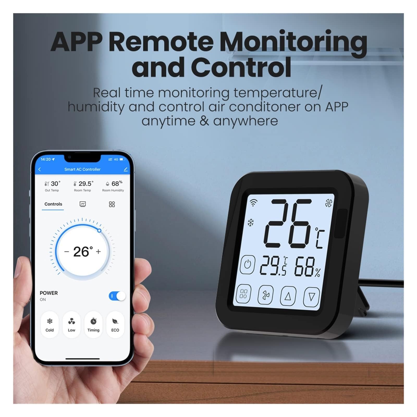 Termostat, Termometr Wewnętrzny Higrometr Cyfrowy Inteligentny Sterownik Klimatyzacji Termostat WiFi Z Wyświetlaczem LCD