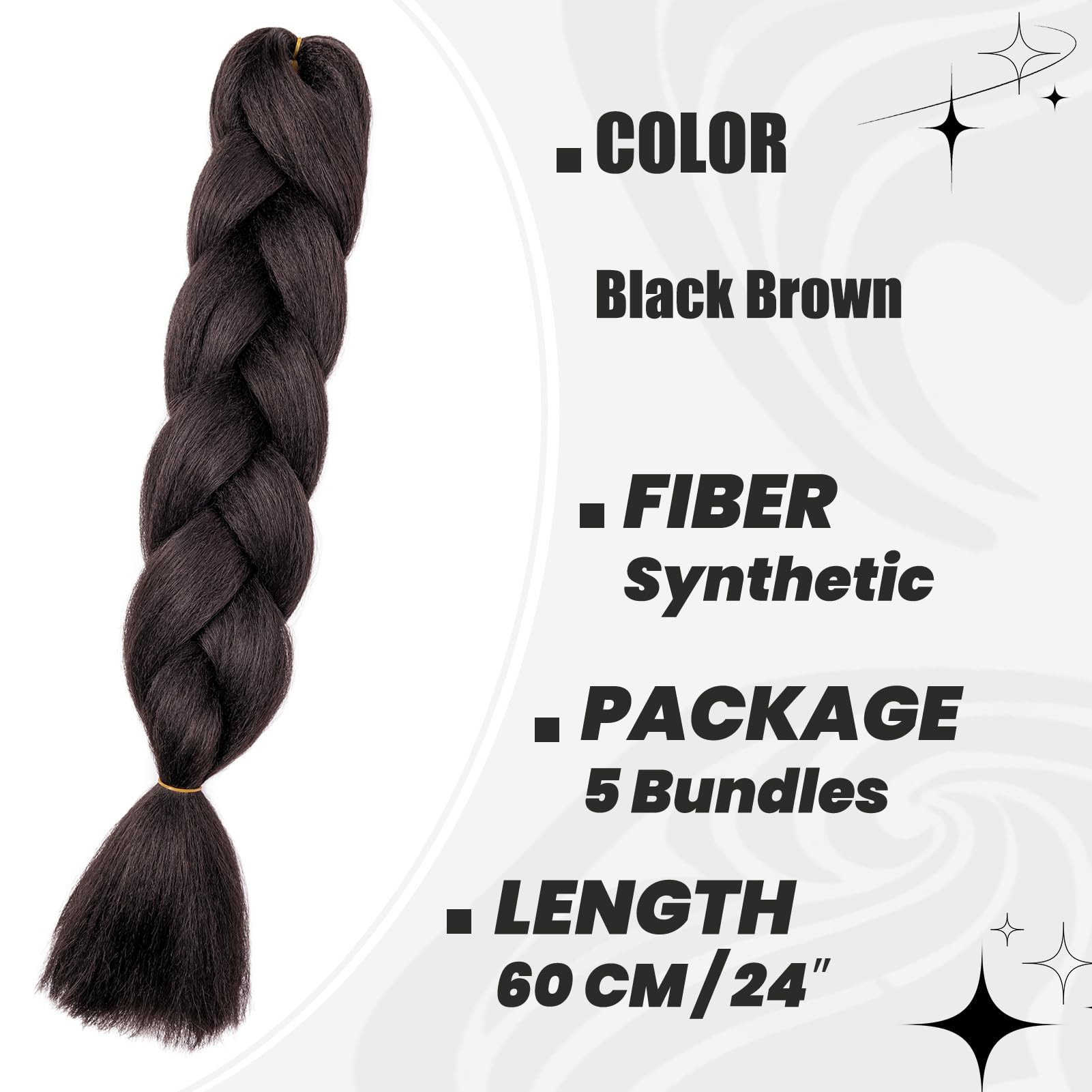 Dcbaboo Brown Hair Extensions for Braiding Jumbo Braiding Hair Extension 5packs 24inch Synthetic Hair Kanekalon Ombre Braids Extensions Hair Afro Crochet Twist Box Braids 500g - Image 2