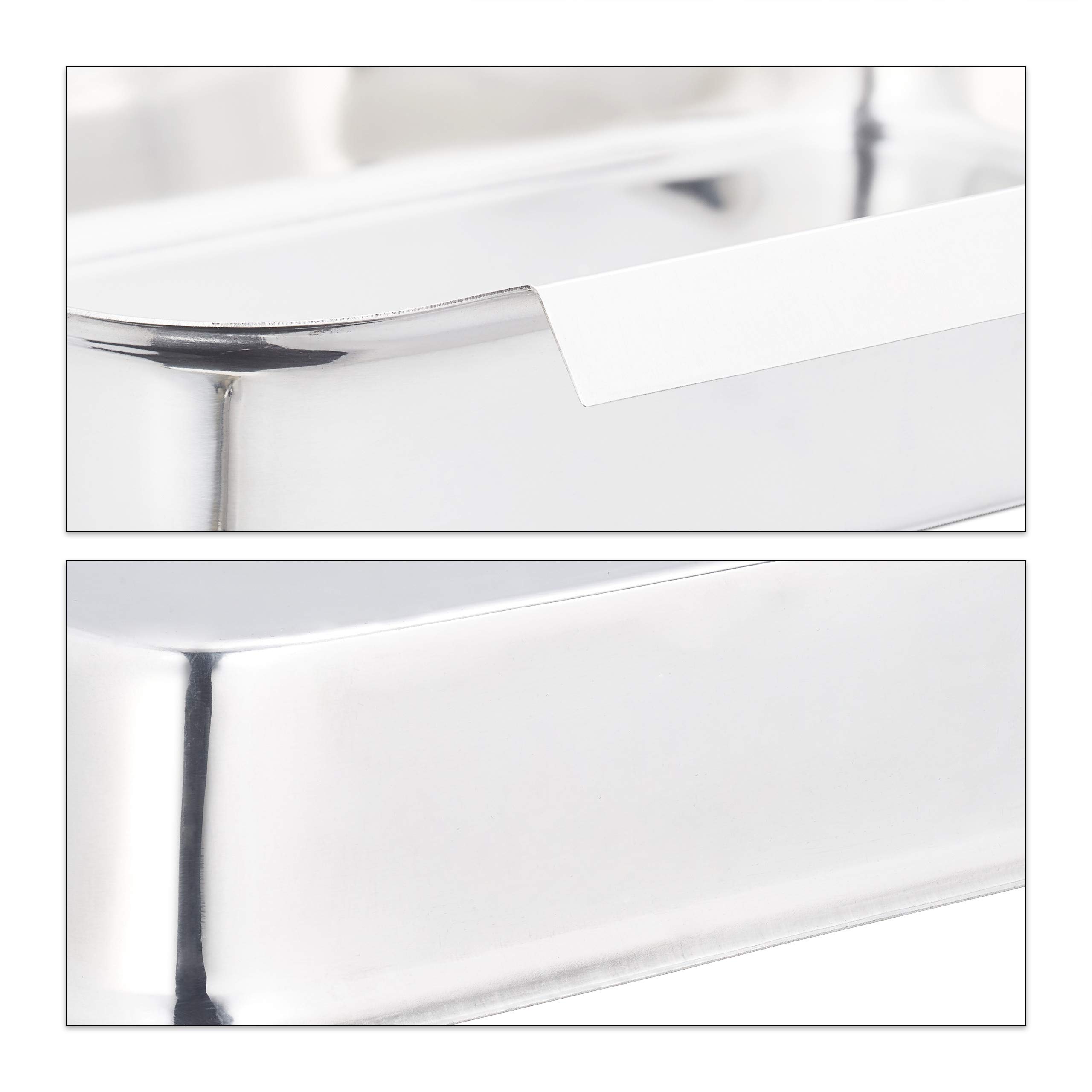 Relaxdays Teglie da Impanatura Acciaio Inox, Set da 4 Tegami per Cotolette, Impilabili, da Lavastoviglie, Argento