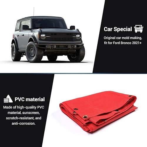 Vista 17 de JeCar Parasol de malla para el techo del bikini de longitud completa, accesorios exteriores para Ford Bronco de 4 puertas 2021 2022, color negro