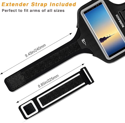 Vista 2 de Brazalete para Galaxy Note 20/10+/9/8, bolsa de ejercicio para correr a prueba de sudor con huella dactilar/soporte para llaves y ranura para Negro
