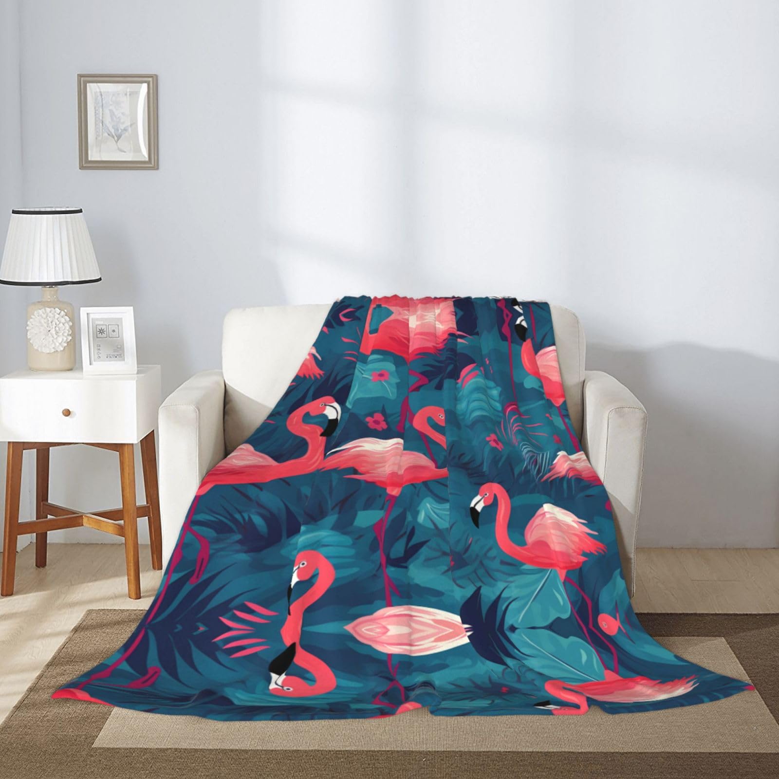 YYHWHJDE Coperta super morbida con fenicottero rosa, 203 x 152 cm, leggera, calda, resistente, adatta per letto e divano