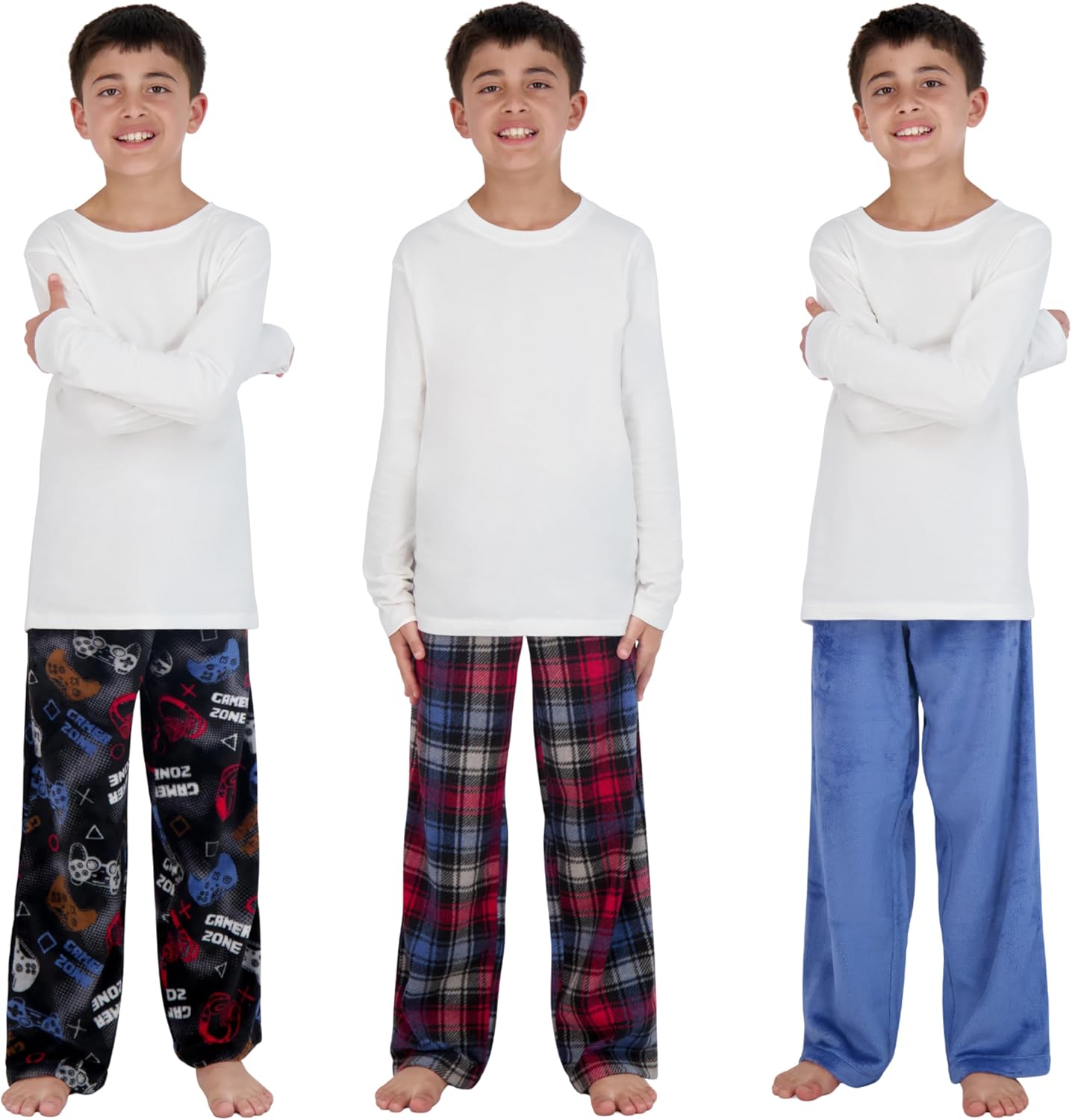 US Angels 3-Pack Boys Pajama Pants - Soft Micro Fleece OR Jersey Knit PJ Bottoms for Kids - Boys Sleepwear, Size 7-20 - Image 5