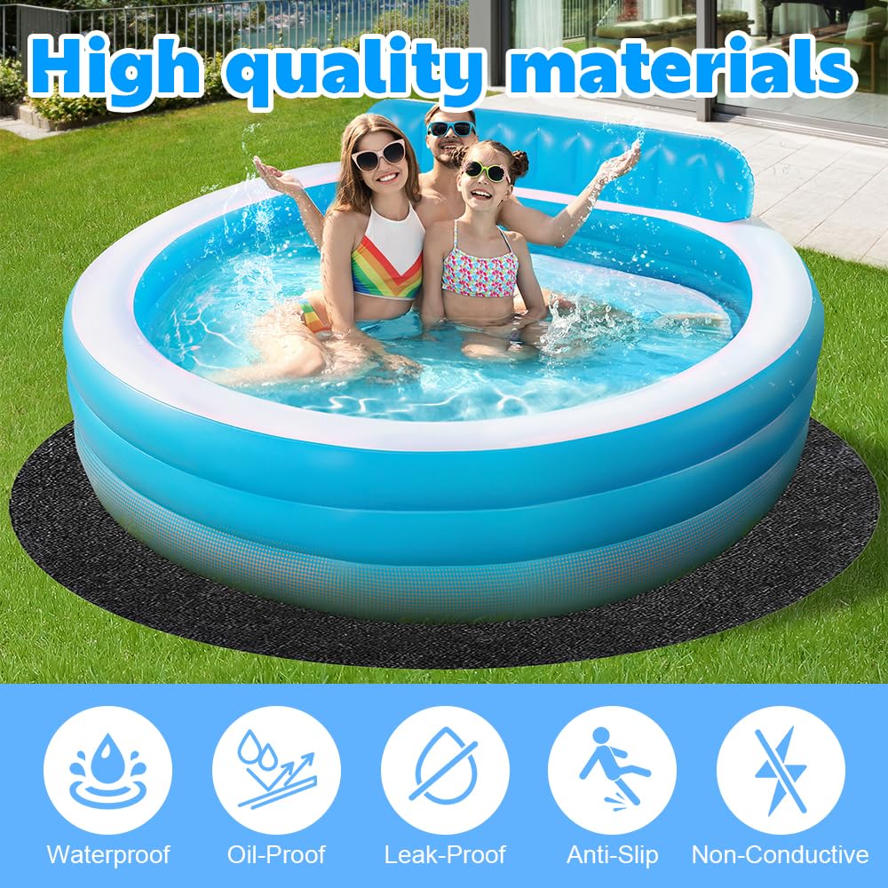 Pool Unterlage Outdoor, 305 cm Pool Unterlegmatte, Pool Bodenplane Runden, Faltbarer Bodenschutzmatte Pool, Wasserabsorbierende Filzmatte, Poolmatten Schutzboden für Easy Set & Frame Pools