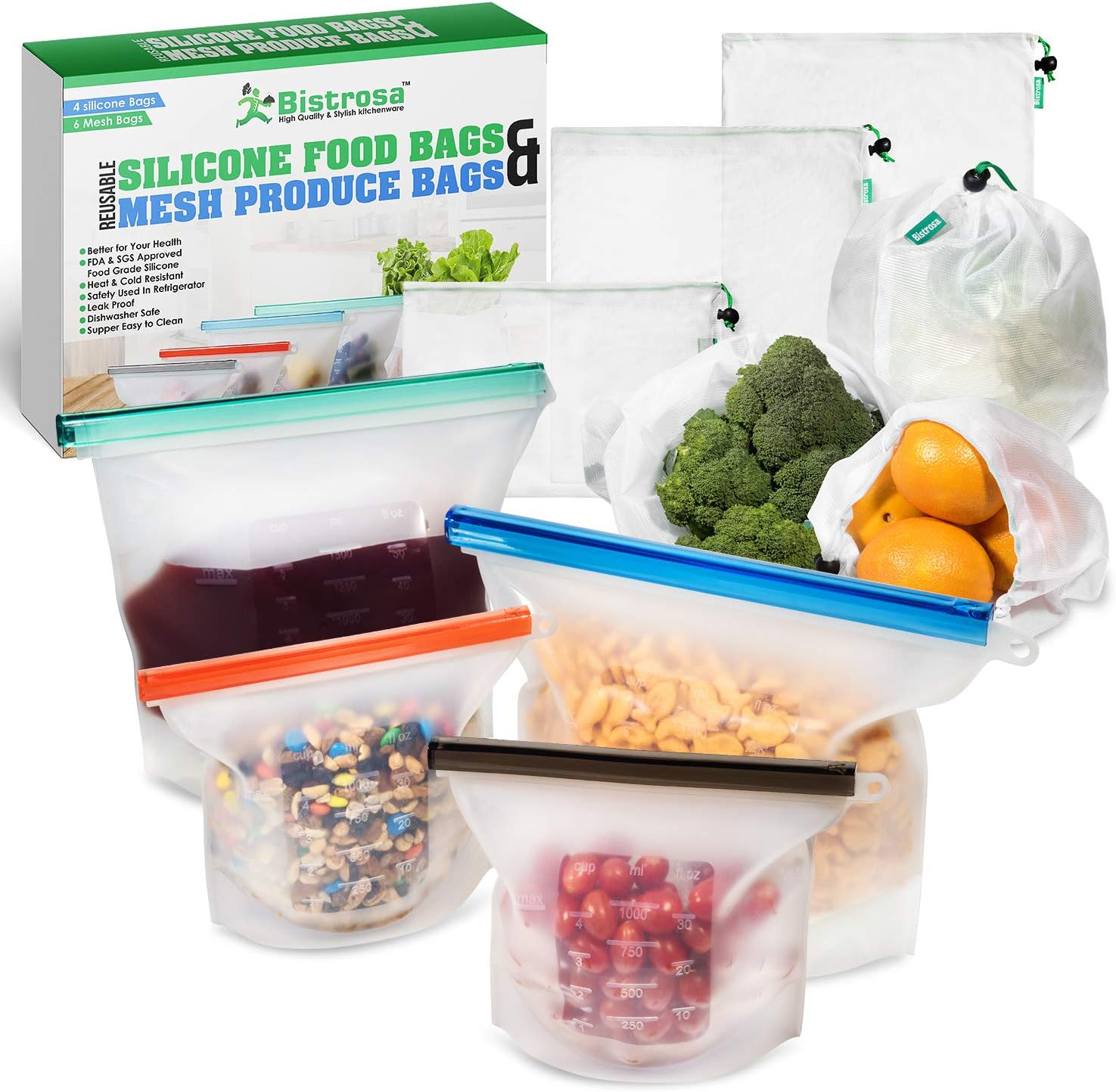 Reusable Silicone Food Bags & Mesh Produce bags