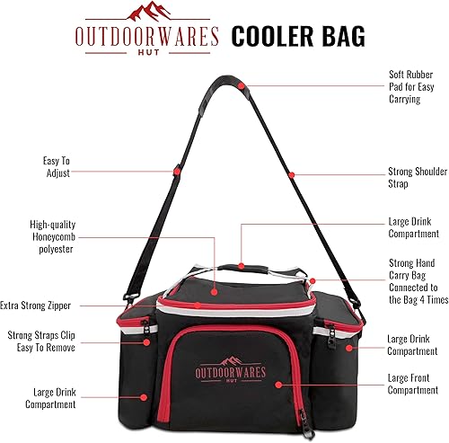 Miniatura 4 de Bolsa térmica aislada por Outdoorwares de gran capacidad duradera, para mantener los alimentos y bebidas a la temperatura adecuada, buena para