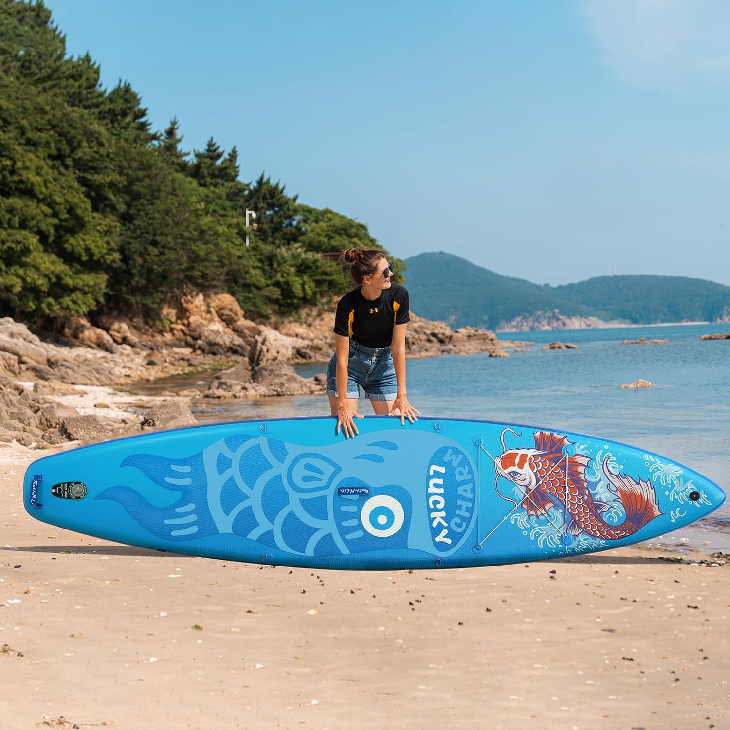 FunWater 11'x33 x6 Inflatable Stand Up Paddle Board with Paddle, Fins, Leash, Pump, Backpack, Waterproof Cell Phone Bag for Surfing, Racing, Paddling, Touring for All Levels : Sports & Outdoors