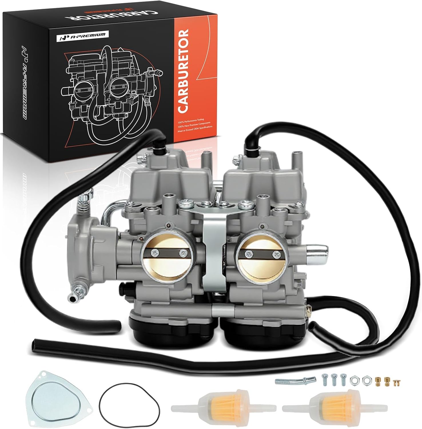 A-Premium 2 Barrel Carburetor Compatible with Yamaha Raptor 660 660R YFM660 YFM 660R ATV Quad Carb 2001-2005 Replace# 5LP-14900-00-00, 5LP-14900-20-00, 5LP-14900-30-00, Mechanical Choke